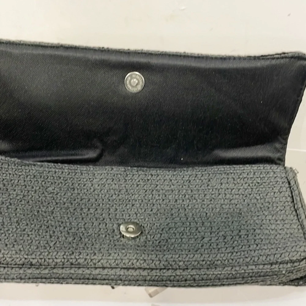 NEW Betmar‎ New York Packable Straw Clutch Black Womens NWT